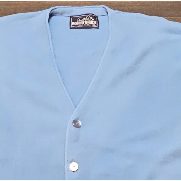 Vintage Arnold Palmer By Robert Bruce Cardigan Sweater Mens XLBlue Golf Made USA - Picture 2 of 5